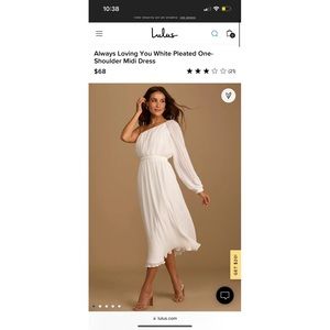 Always Loving You White Pleated One-Shoulder Midi Dress